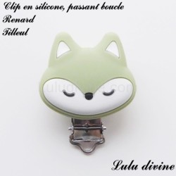 Pince / Clip en silicone, attache tétine, passant, Renard