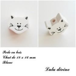 Perle en bois Tête de chat