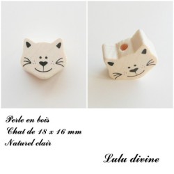 Perle en bois Tête de chat