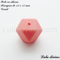 Perle en silicone hexagone 17 mm