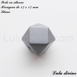 Perle en silicone hexagone 17 mm 2
