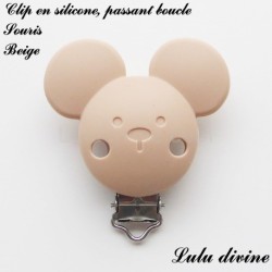 Pince / Clip en silicone, attache tétine, passant, Souris