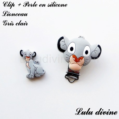 Clip + Perle silicone boucle Lionceau 