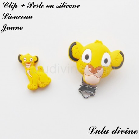 Clip + Perle silicone boucle Lionceau 