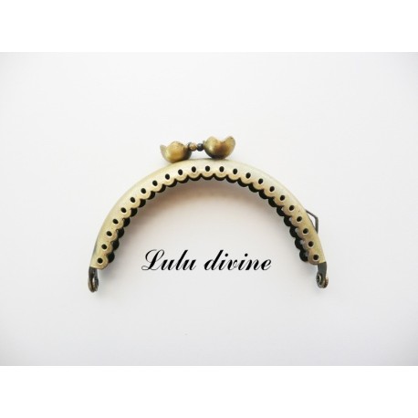 Fermoir claps Fleur demi cercle porte monnaie de 8.6 cm métal Bronze, Fleur perle 