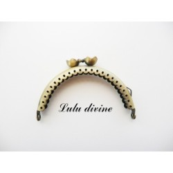 Fermoir claps Fleur demi cercle porte monnaie de 8.6 cm métal Bronze, Fleur perle 