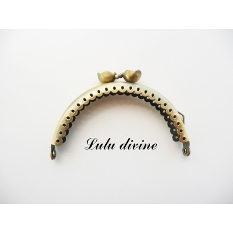 Fermoir claps Fleur demi cercle porte monnaie de 8.6 cm métal Bronze, Fleur perle 