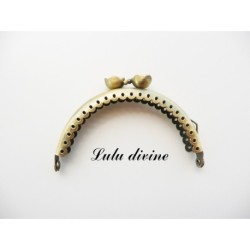 Fermoir claps Fleur demi cercle porte monnaie de 8.6 cm métal Bronze, Fleur perle 