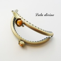 Fermoir claps Fleur demi cercle porte monnaie de 8.6 cm métal Bronze, Fleur perle 