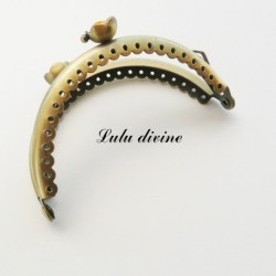 Fermoir claps Fleur demi cercle porte monnaie de 8.6 cm métal Bronze, Fleur perle 