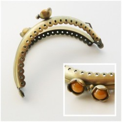 Fermoir claps Fleur demi cercle porte monnaie de 8.6 cm métal Bronze, Fleur perle 