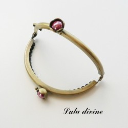 Fermoir claps Fleur demi cercle porte monnaie de 8.6 cm métal Bronze, Fleur perle 