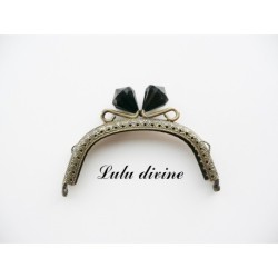 Fermoir claps Fleur demi cercle porte monnaie de 8.8 cm métal Bronze, Fleur perle Vert