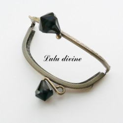 Fermoir claps Fleur demi cercle porte monnaie de 8.8 cm métal Bronze, Fleur perle Vert