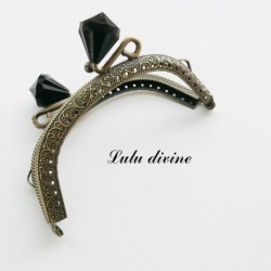 Fermoir claps Fleur demi cercle porte monnaie de 8.8 cm métal Bronze, Fleur perle Vert