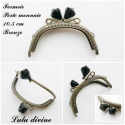 Fermoir claps Fleur demi cercle porte monnaie de 8.8 cm métal Bronze, Fleur perle Vert