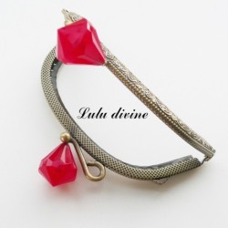 Fermoir claps Fleur demi cercle porte monnaie de 8.8 cm métal Bronze, Fleur perle Vert