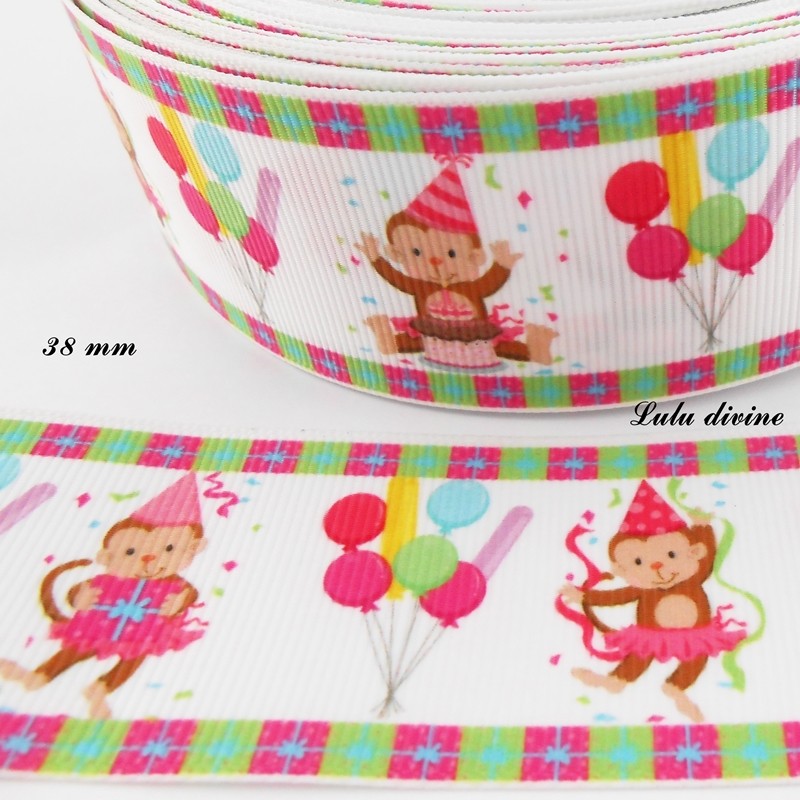 Ruban Blanc Anniversaire Singe Ballon De 38 Mm