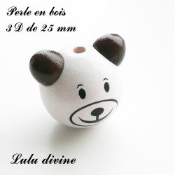 Perle en bois 3D Tête d'ourson 2
