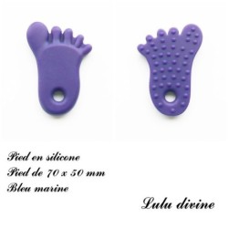 Pied en silicone de 70 x 50 mm, spécial dentition / Hochet / Attache tétine 