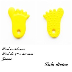 Pied en silicone de 70 x 50 mm, spécial dentition / Hochet / Attache tétine 