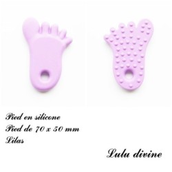 Pied en silicone de 70 x 50 mm, spécial dentition / Hochet / Attache tétine 