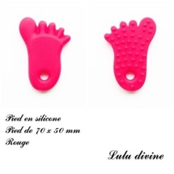 Pied en silicone de 70 x 50 mm, spécial dentition / Hochet / Attache tétine 