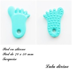 Pied en silicone de 70 x 50 mm, spécial dentition / Hochet / Attache tétine 
