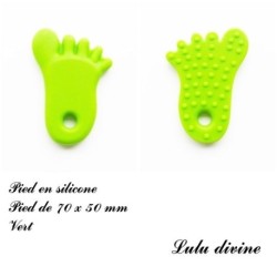 Pied en silicone de 70 x 50 mm, spécial dentition / Hochet / Attache tétine 