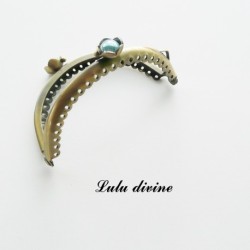 Fermoir claps Fleur demi cercle porte monnaie de 8.6 cm métal Bronze, Fleur perle 