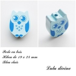 Perle en bois de 19 x 24 mm, Perle plate Chouette / Hibou 