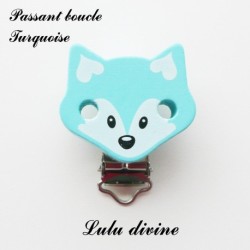 Pince / Clip en bois, attache tétine, passant, Renard 