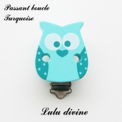 Pince / Clip en bois, attache tétine, passant, Hibou/ Chouette