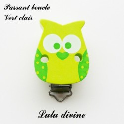 Pince / Clip en bois, attache tétine, passant, Hibou/ Chouette