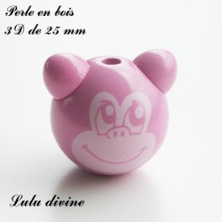 Perle en bois 3D Tête de singe