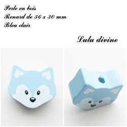 Perle en bois de 36 x 30 mm, Perle plate grosse Tête de renard : 