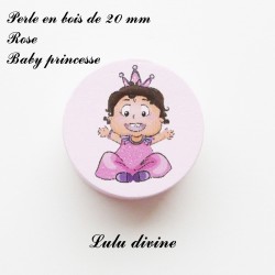 Perle en bois de 20 mm, Perle plate Bébé 2