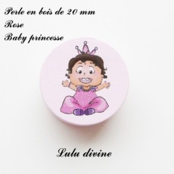 Perle en bois de 20 mm, Perle plate Bébé