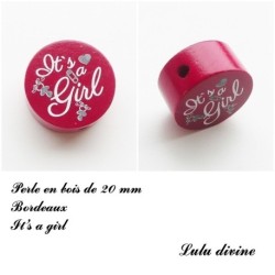 Perle en bois 20 mm, Perle en bois, It's a girl