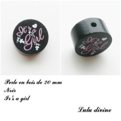 Perle en bois 20 mm, Perle en bois, It's a girl