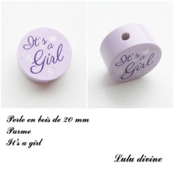 Perle en bois 20 mm, Perle en bois, It's a girl