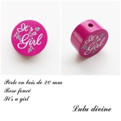 Perle en bois 20 mm, Perle en bois, It's a girl