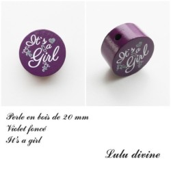 Perle en bois 20 mm, Perle en bois, It's a girl