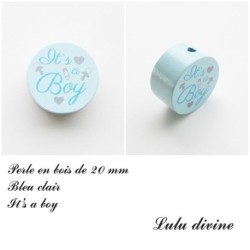 Perle en bois de 20 mm, Perle en bois, It's a boy