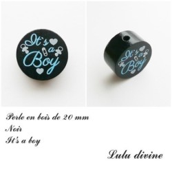 Perle en bois de 20 mm, Perle en bois, It's a boy