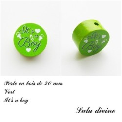 Perle en bois de 20 mm, Perle en bois, It's a boy