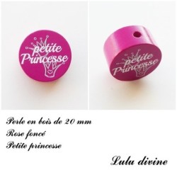 Perle en bois de 20 mm, Perle en bois, Petite princesse