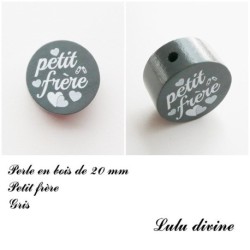 Perle en bois de 20 mm, Perle en bois, Petit frère,