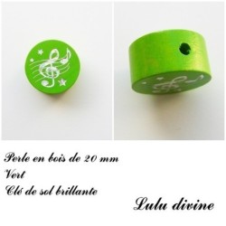 Perle en bois Clé de sol Argenté