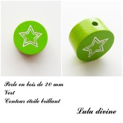 Perle en bois Contour étoile  2